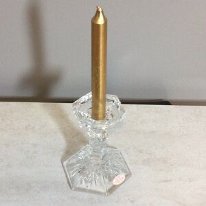 Tapered Clear Crystal-Style Hexagonal Candle Holder - Home Accents
